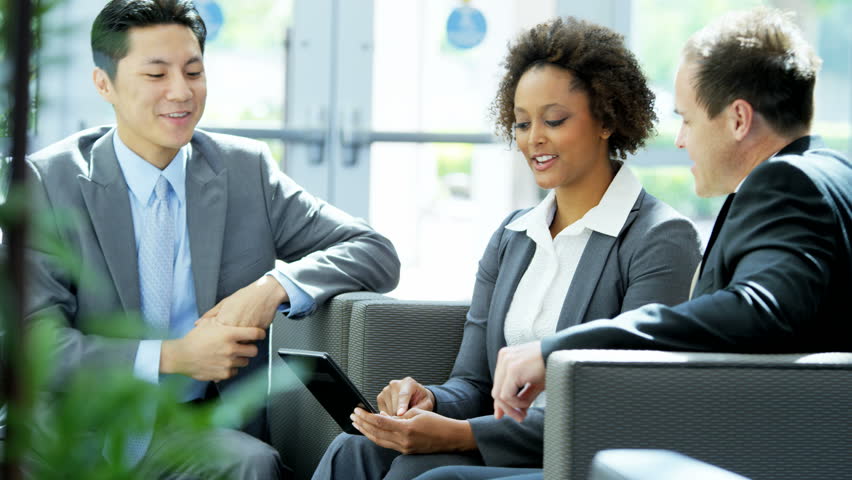 Close Up African American Caucasian Business People Concluding Meeting ...