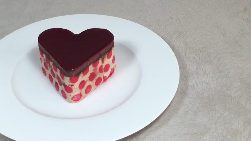 Heart Shape Cake With Raspberry Stock Footage Video 100