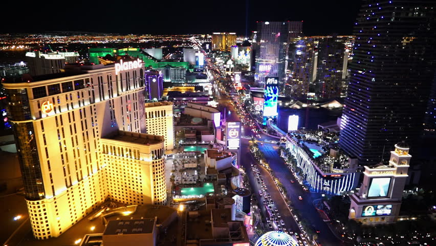 Night Las Vegas, Long Exposure Time Lapse. High Angle View, Seamless ...