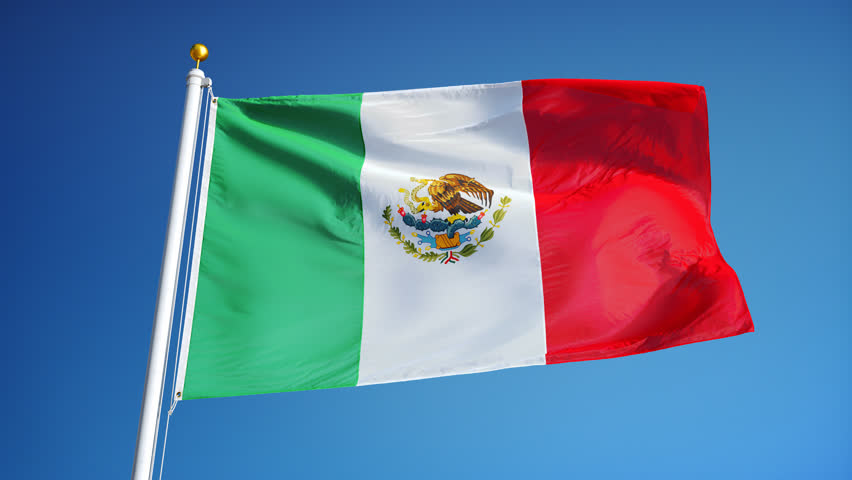 Mexico National Flag Blowing In The Breeze On Green Screen Background ...