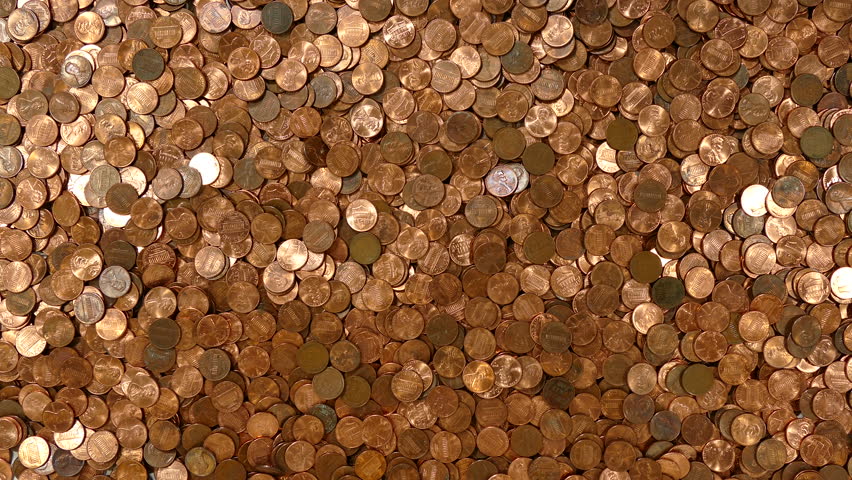 Falling Pennies (one United States Cent) Falling Down In An Endless ...