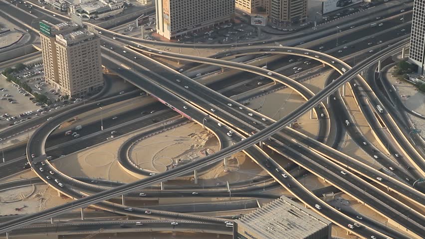 Traffic On The City Highway In Dubai, United Arab Emirates Stock ...