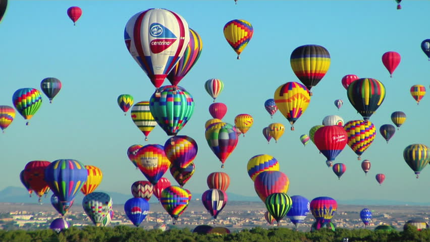 Hot Air Balloons Flying At The 2007 Albuquerque International Balloon ...