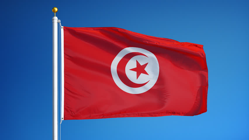 Tunisia Flag Waving. Sky Background. Seamless Loop. Stock Footage Video ...