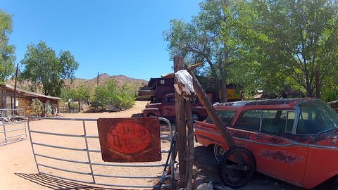 Shade Tree Mechanic Stock Video Footage 4k And Hd Clips Hackberry Arizona Usa June 14 2017 The Entrance To An Old