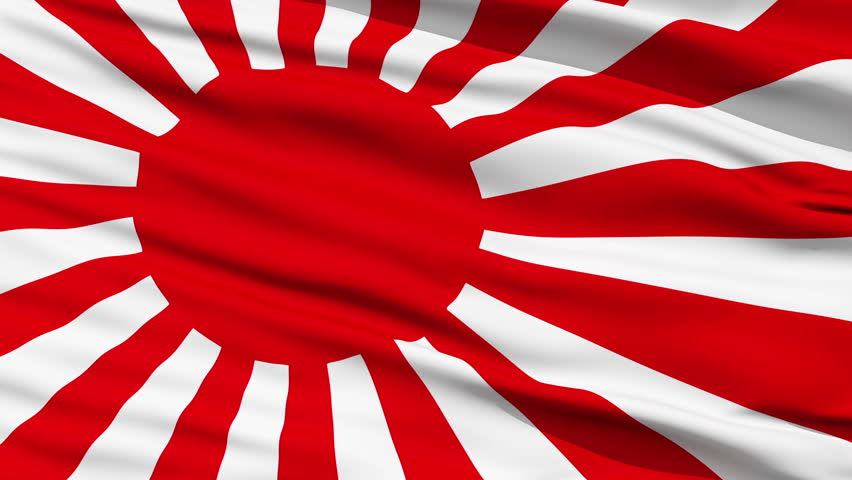 The Rising Sun Flag, The Military Flag Of Japan. Ragged And Waving Flag ...