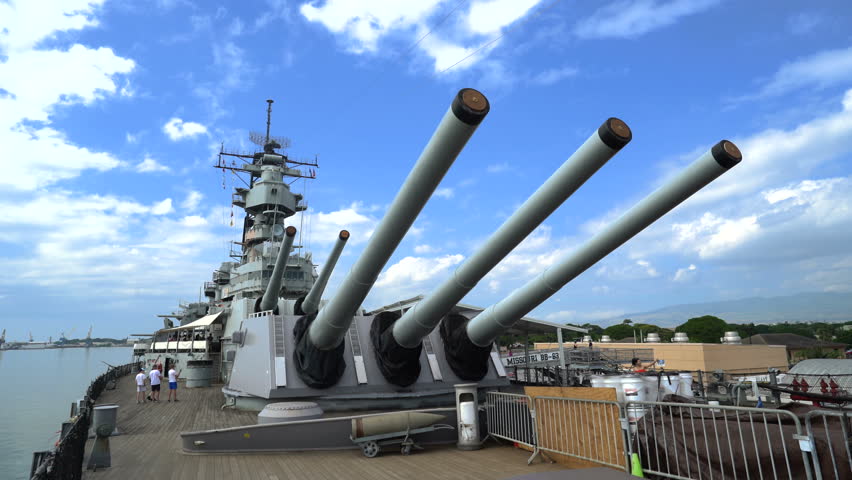 Uss Missouri Battleship Front Guns Stock Footage Video (100% Royalty ...