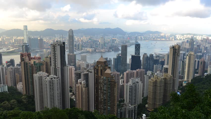 Aerial View Of Hong Kong Island Skyline, Victoria Harbour, Kowloon ...