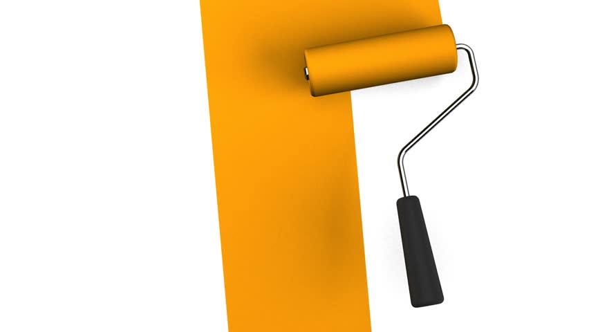 Pale Orange Paint pale blue paint roller. 3dcg render animation. stock footage video Pale Orange Paint pale blue paint roller. 3dcg render animation. stock footage video