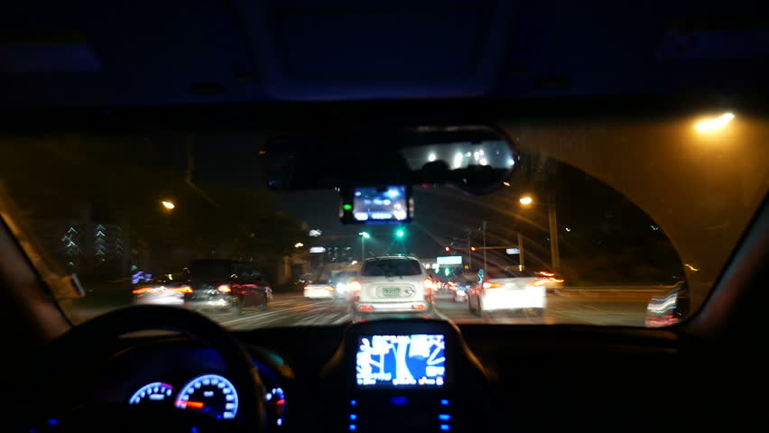 Стоковое видео Night Driving Timelapse 2 Inside абсолютно без Night Driving Timelapse 2 Inside Windshield Busan In Korea