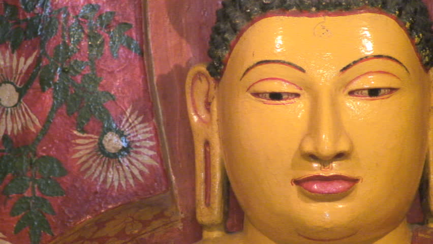 Gilded Big Lord Buddha Statue In Lumbini, Nepal Stock 