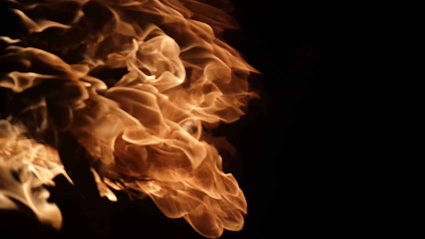 Fire Flame Isolated On Black Background. Stock Footage Video 18020749
