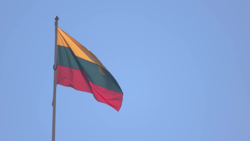 Hd00 07lithuanian Flag On Sky Background Banner Waving In The