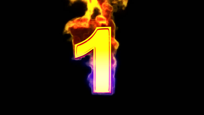 3D Realistic High Detail Animation Rendering Of Burning Number 1 With ...