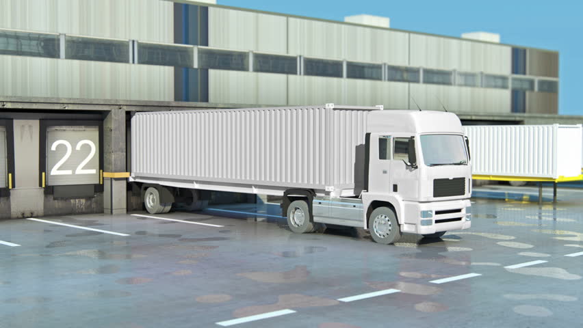 3d Animation Of Unloading Cargo From Truck To Warehouse ...