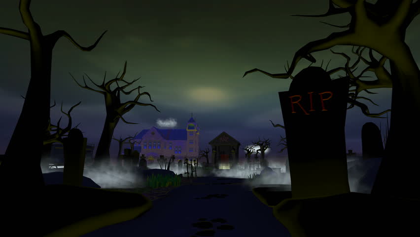 Graveyard Loop, 3d Animation Walktrough. Stock Footage Video 2617994