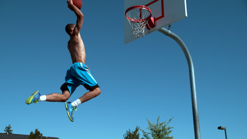 Super Slow Motion Shot Of Basketball Basketball Slam Dunk, Shot On ...