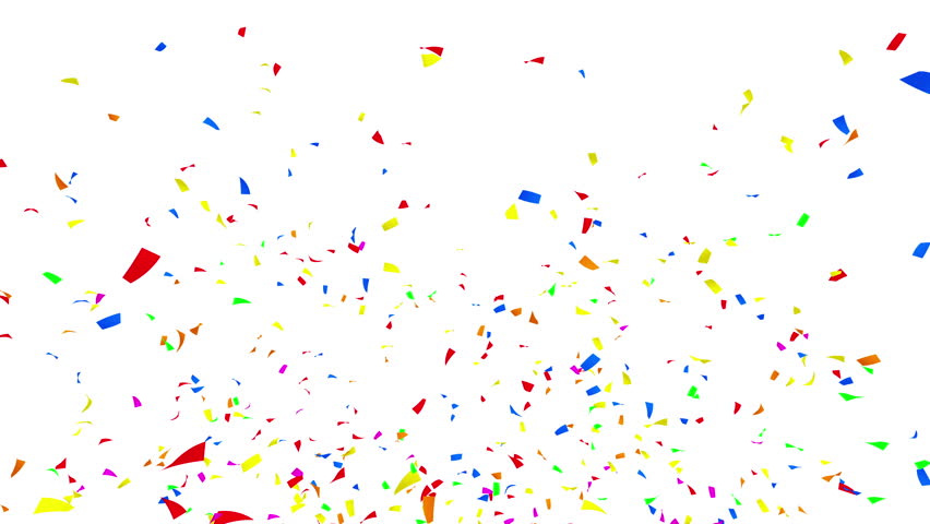 Falling Colorful Confetti On White Background. HQ Seamless Looping ...