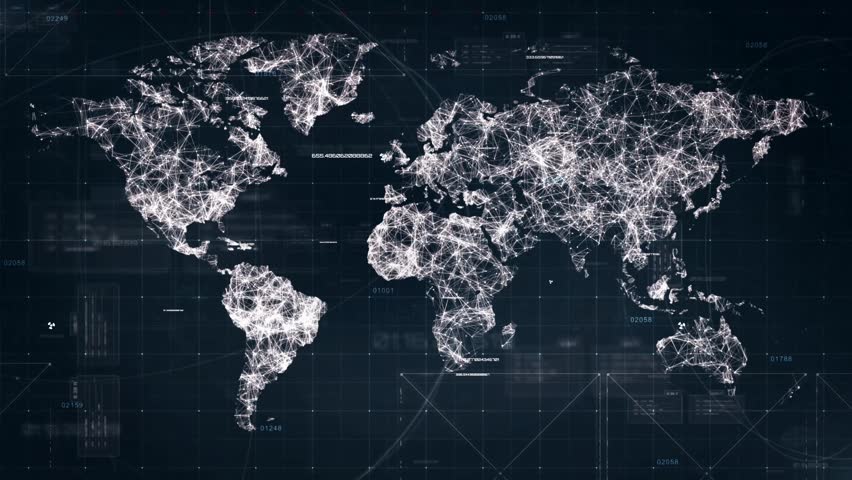 Illuminated World Map Animation. Animation Is Looped For Continuous ...