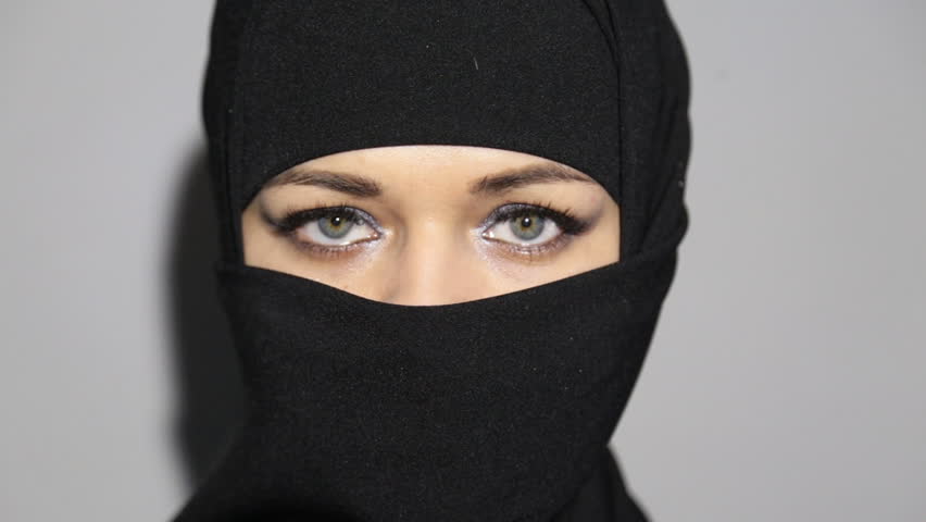 Headshot Of Young Millenial Teenage Muslim Girl With Grey Eyes A Hijab ...