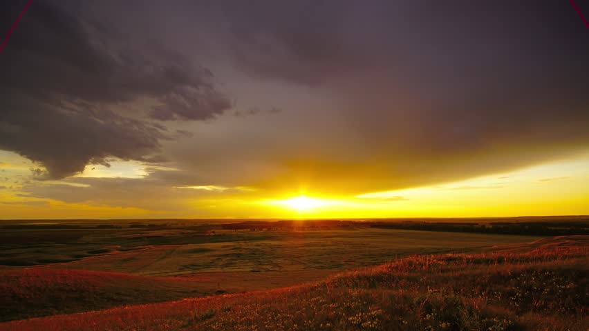 Beautiful Sunset at Countryside Fields, Stock Footage Video (100% ...