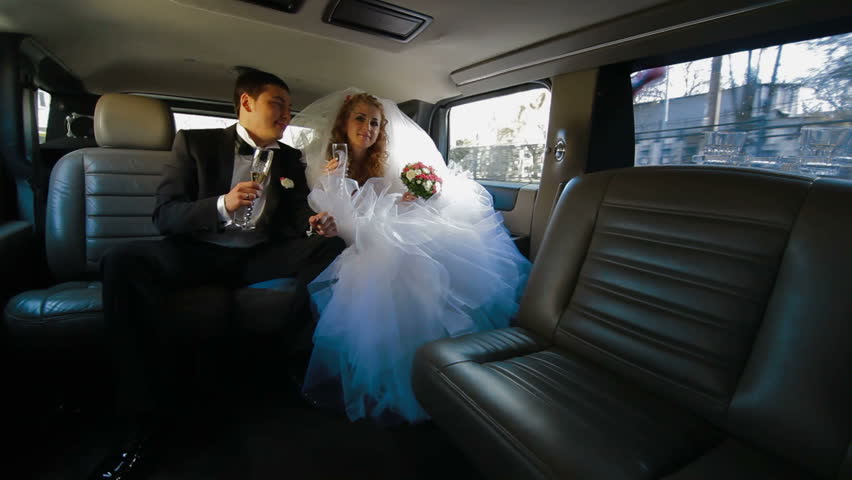 Stock Video Clip Of Just Married Young Couple Inside Limo Shutterstock