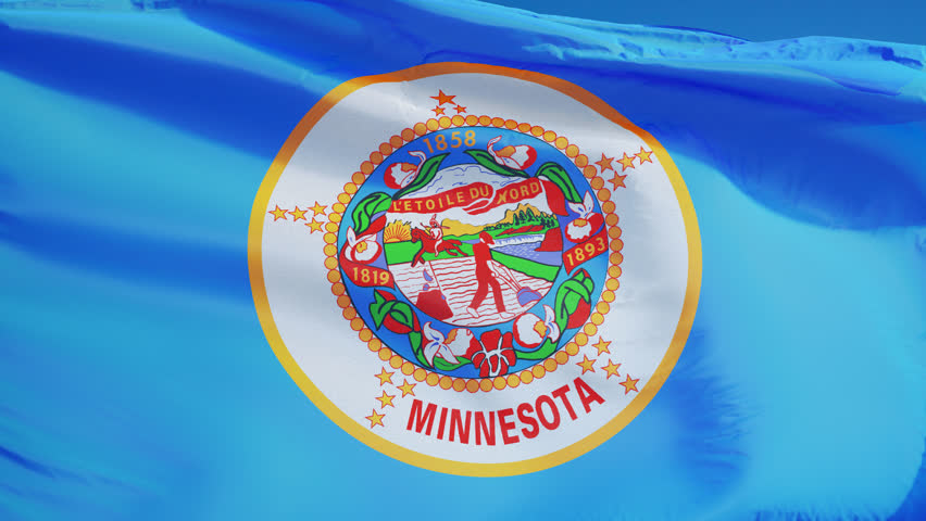 US State Flag Of Minnesota Gently Waving In The Wind. Seamless Loop ...