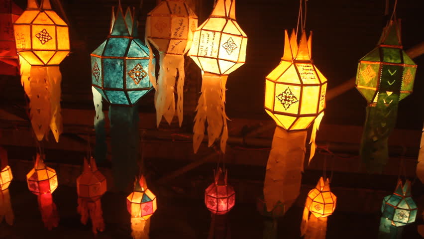 Lanna Lanterns At Night, Thai Lantern Festival Stock Footage Video ...