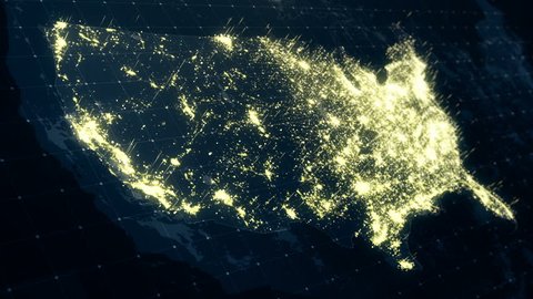 Us At Night Map Usa Map Night Lighting Animation Night Stock Footage Video (100%  Royalty-Free) 22277782 | Shutterstock