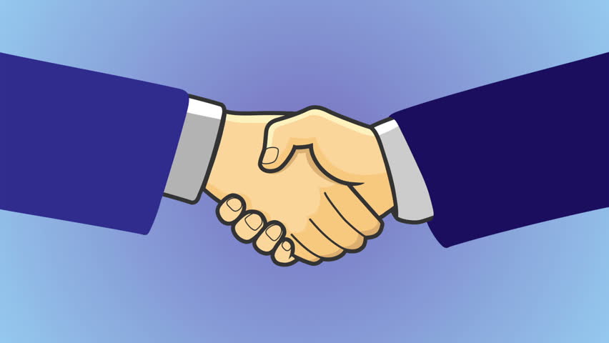 Animated Cartoon Business Handshake Stock Footage Video (100% Royalty
