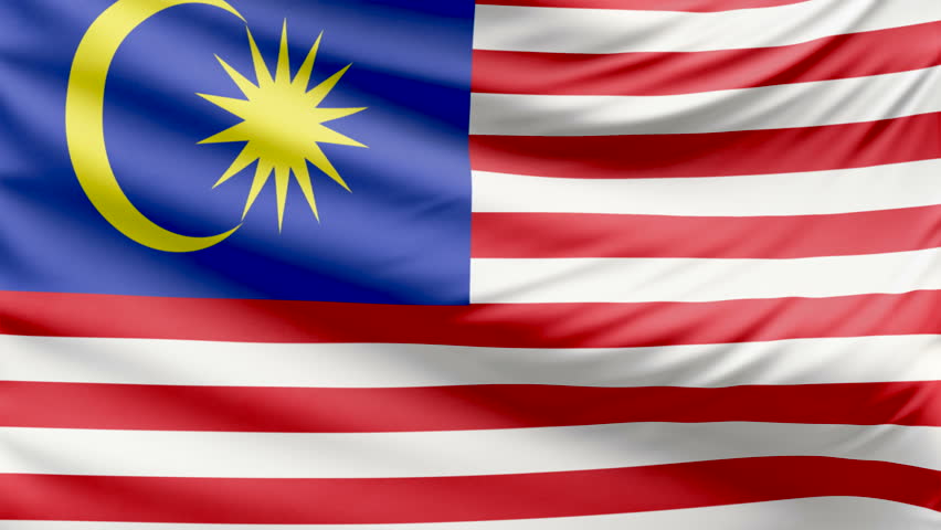 Flag Of Malaysia Gently Waving In The Wind. Seamless Loop With High ...