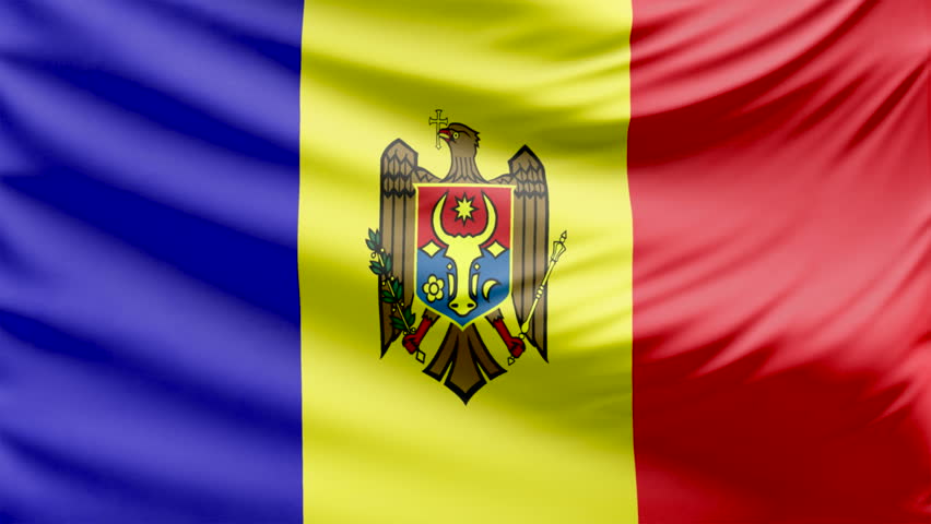 Moldova Flag Slider Style With Title. Waving In The Wind With Cloud ...