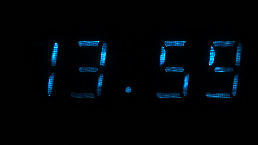 Digital Clock with Fluorescent Display Stock Footage Video (100% ...