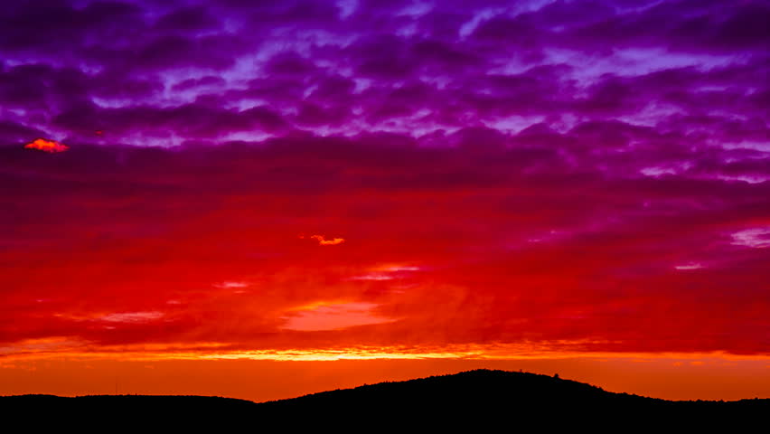 Sunset Red Orange Purple Cloud On Light And Dark Blur Sky