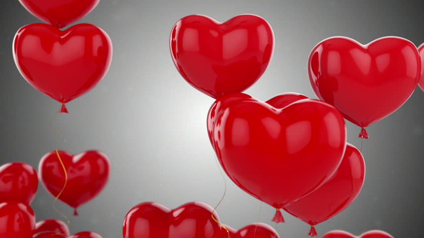 3d Animation Of Heart-shaped Balloons Flying Up - Loopable From Fram ...