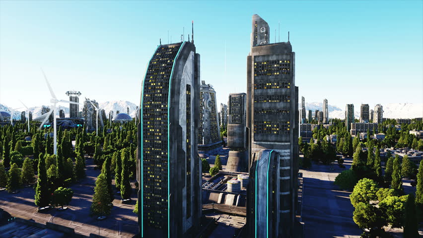 Futuristic City, Town. Architecture of Stock Footage Video 