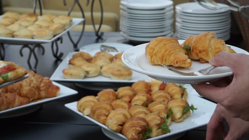 Assortment Sandwiches Buffet Wedding Reception Stock Footage