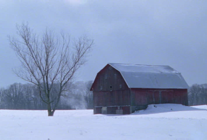 Barn In Snowy Field Stock Footage Video 100 Royalty Free