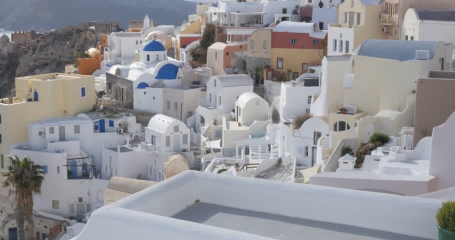 Santorini Greece - Oia White-painted Stock Footage Video (100% Royalty