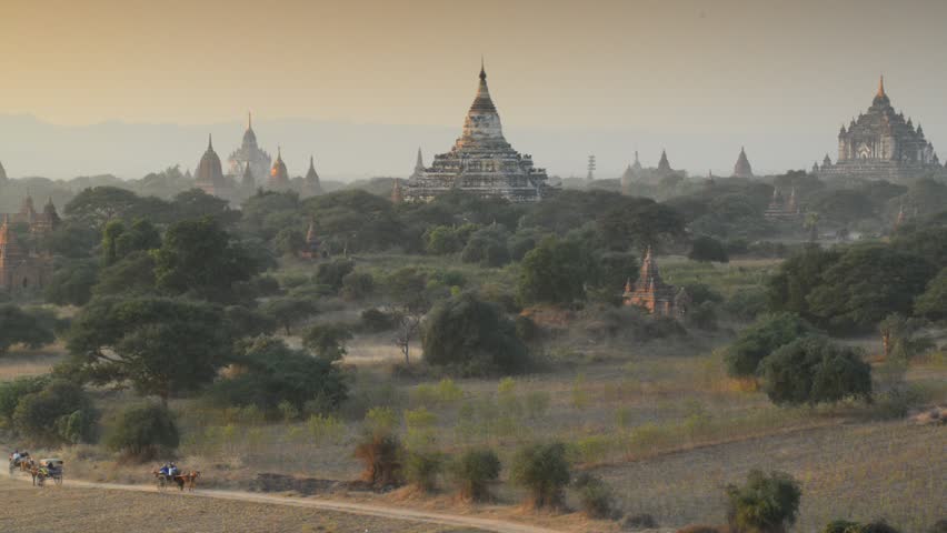 4K Time Lapse: Colorful Sunset In Bagan, Myanmar. Stock Footage Video ...