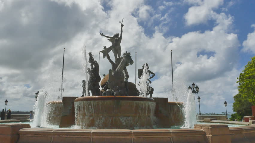 Old San Juan Las Raices Fountain Puerto Rico. Paseo De La Princesa. The ...