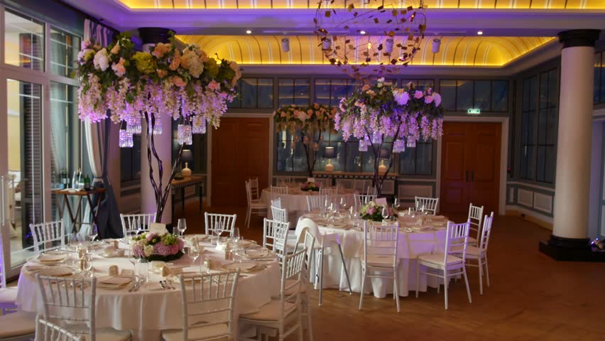 Tables at the Wedding Banquet. Stock Footage Video (100% ...