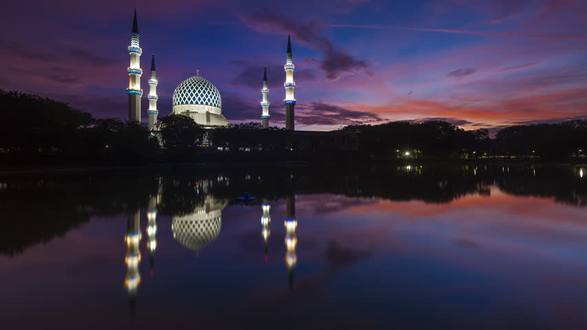 Sunrise Time Lapse With Reflection At A Mosque. Sultan 