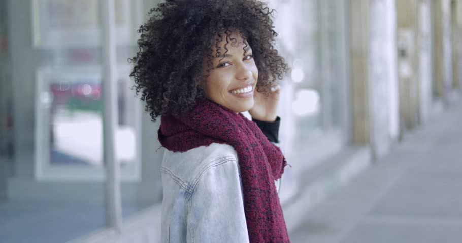 4k00 25charming African Woman In Scarf And Jacket With Short Curls