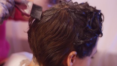 Hairdressers Hands Start To Apply Stock Footage Video 100