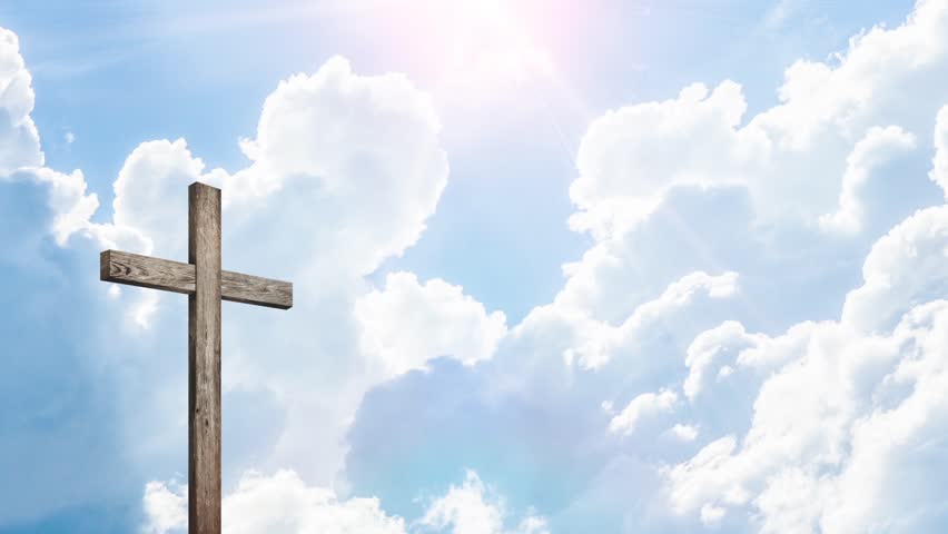 Old Wooden Cross On Beautiful Heaven Background Stock Footage Video ...