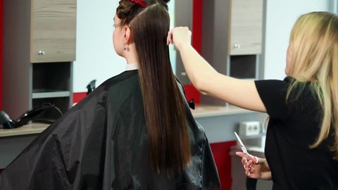 Hairdresser Spraying Water On Long Stock Footage Video 100