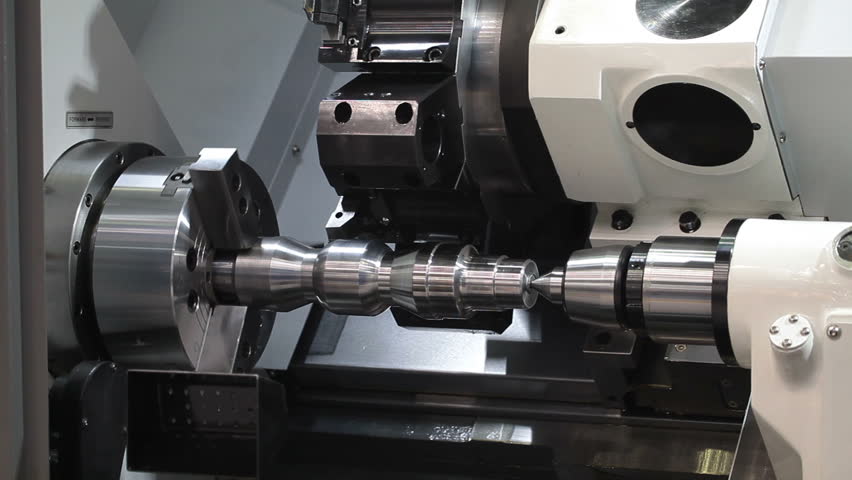 Cnc Lathe Machine with C Stock Footage Video (100% Royalty-free