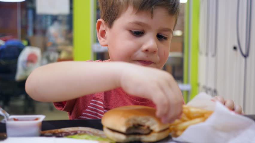 hamburger and french fries for snack for son oily food in school cafeteria for lunch - Small Childrens Images hamburger and french fries for snack for son oily food in school cafeteria for lunch - Small Childrens Images