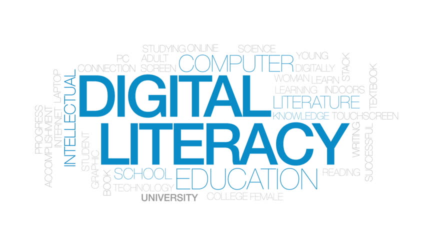 Digital Literacy Animated Word Cloud Stock Footage Video 100